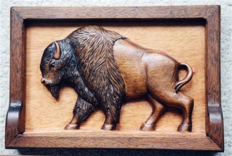 Buffalo Intarsia Wood Dremel Carving Wood Sculpture