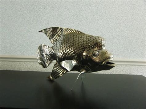 Sea Life Mgm Tropical Fish Sculpture Lou Han Silver Plated
