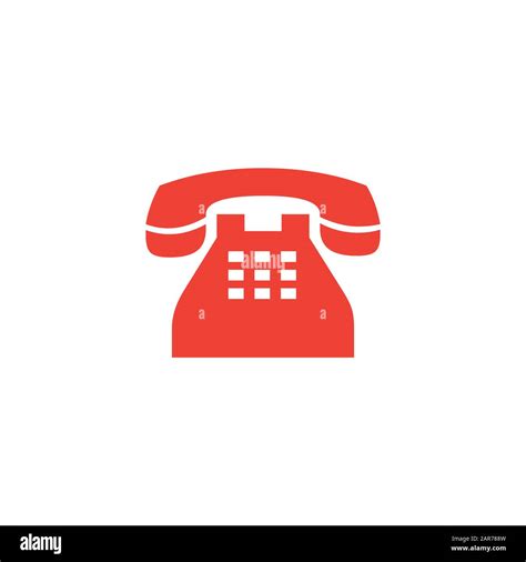 Telephone Red Icon On White Background Red Flat Style Vector