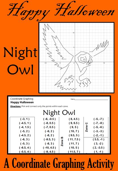 Halloween Night Owl A Coordinate Graphing Activity Coordinate