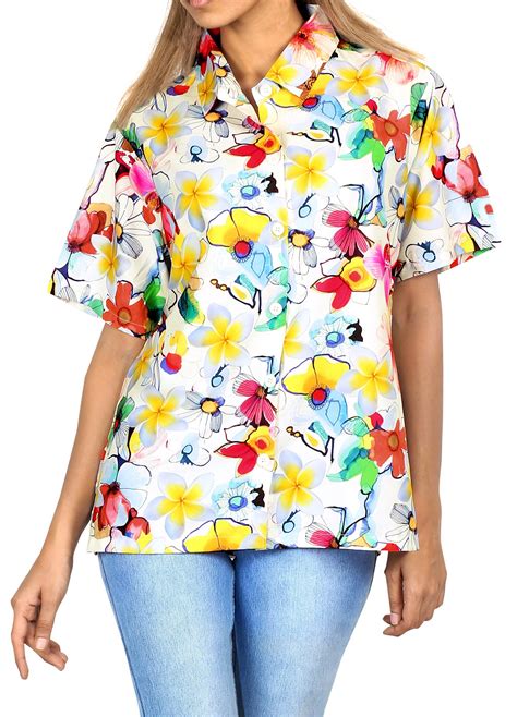 La Leela Women Beach Paradise Hawaiian Camp Surf Blouse Shirt Xl Multi Aa Walmart Com