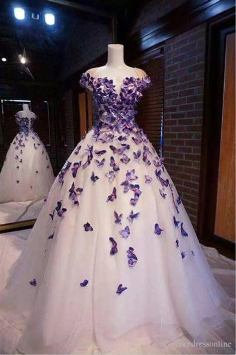 Purple Butterfly Appliques Ball Quinceanera Dress Birthday Party Sweet