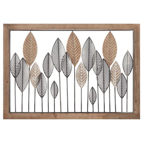 Framed Metal And Wood Leaves Wall Art Bouclair