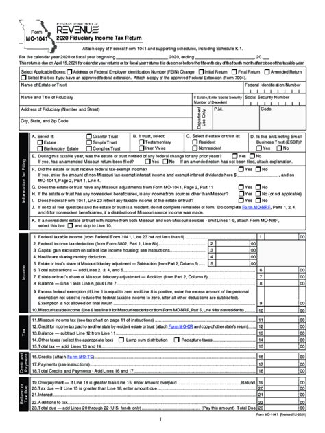 Mo 1041 2020 2024 Form Fill Out And Sign Printable Pdf Template Signnow