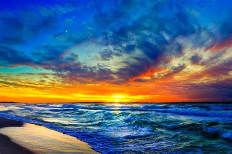 Stunning Eszra Yellow Orange Beach Sunset Digital Artwork For Sale On