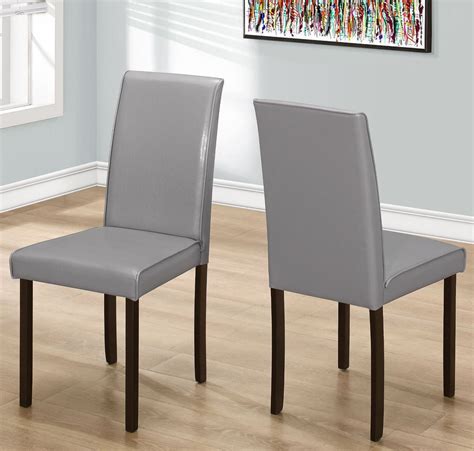 Grey Leather 36 Dining Chair Set Of 2 1173 Monarch