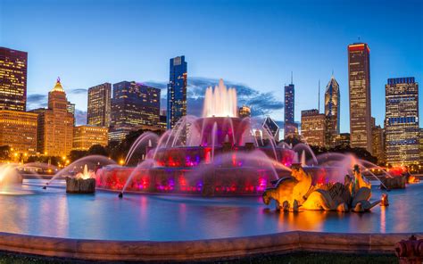 Download Wallpapers Chicago 4k Fountains America