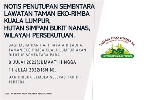 JPSM On Twitter MAKLUMAN Penutupan Sementara Taman Eko Rimba Kuala