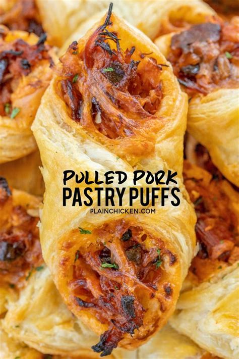 Lay 2 peach slices over pork. Pulled Pork Pastry Puffs | Recipes, Food