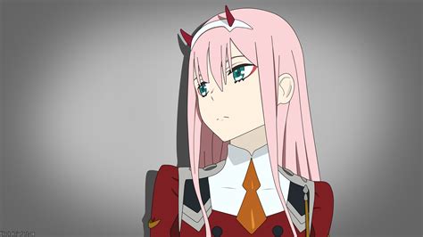 Darling In The Franxx Zero Two Hiro Zero Two With Pink Hair With Gray Background 4k Hd Anime