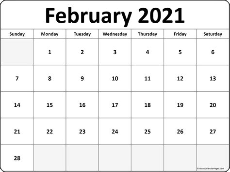 February 2021 Calendar Printable February 2021 Calendar With Holidays