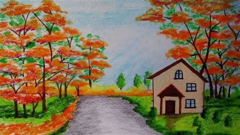Good old crayons might be more versatile than … How To Draw Autumn Season Scenery.Step by step(easy draw ...