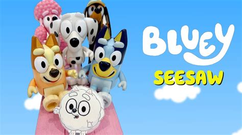 Bluey Seesaw Episode Chloe And Bingo Toys Pom Pom And Bonus Coloring