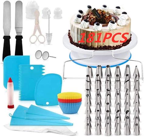 Cake Decorating Equipment Turntable Set Icing Nozzles Spatula Stand