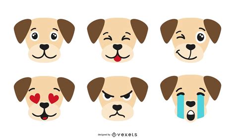 Dog Emoji Collection Vector Download