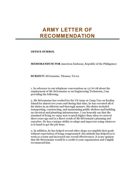 30 Military Letters Of Recommendation Army Navy Air Force