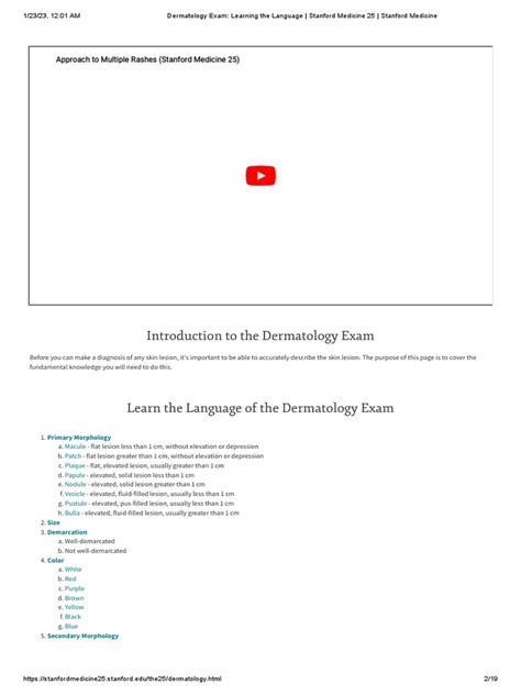 Stanford Medicine25 Dermatology Exam Learning The Language Pdf