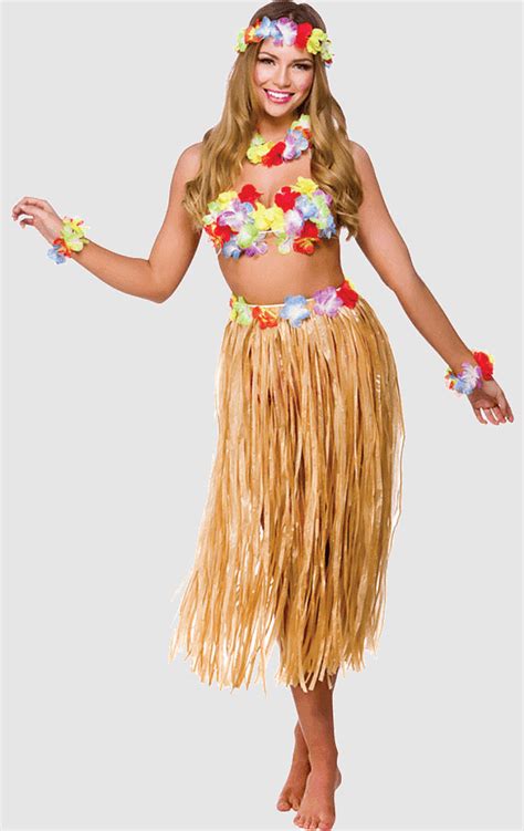 Party Girl Grass Skirt Aloha Shirt Luau Hula Lei Hawaiian Party Dress Hawaii Costume