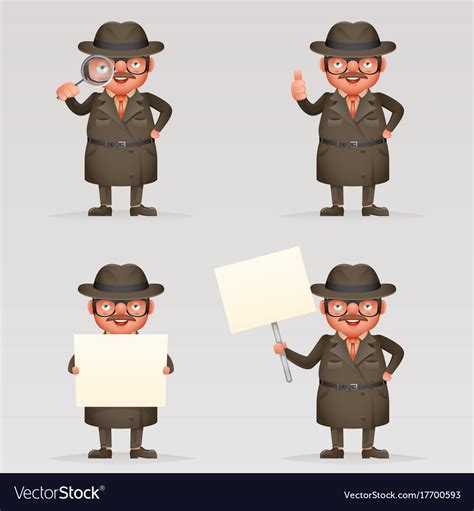 Cute Detective Spy Investigation Coat Magnifying Vector Image