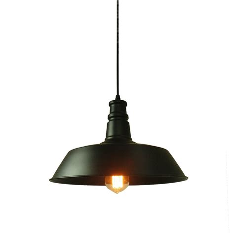 Lightess Rustic Black Pendant Lighting Lamp With 1 Light Metal Shade