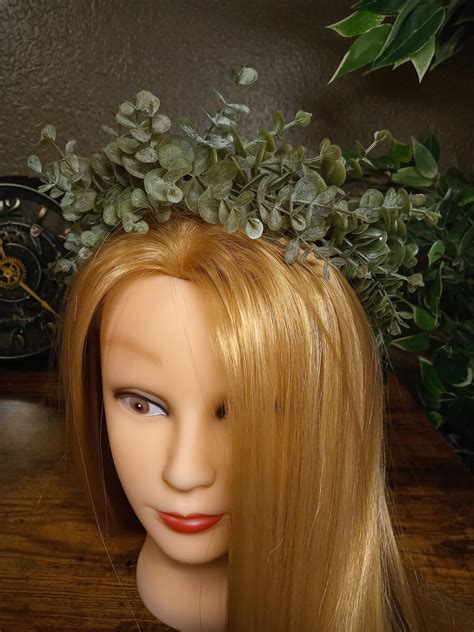 Green Leaf Headband Tiara Flower Headpiece Halo Bohemian Etsy