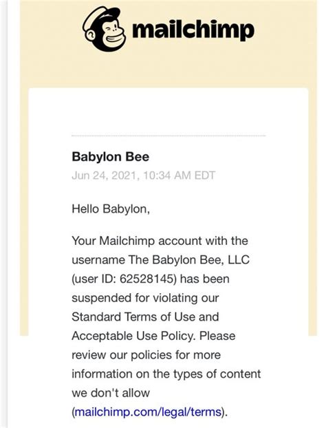 Mailchimp Suspends The Babylon Bee For Harmful Information