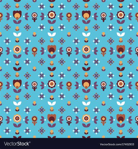 Simple Folk Floral Seamless Pattern Royalty Free Vector