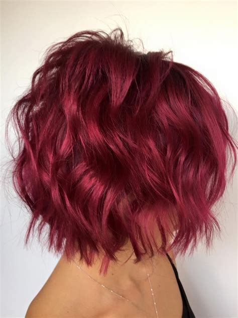 ℒᎧᏤᏋ her short wavy dark magenta bob ღ ღ Magenta Hair Colors Red