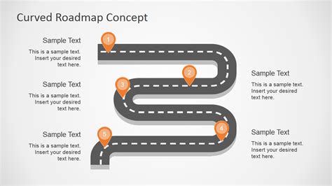 Curved Road Map Concept For PowerPoint SlideModel