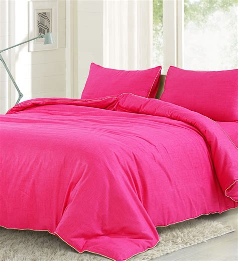 Buy Pink 100 Cotton King Size Bed Sheet Set Of 3 By Spread Online