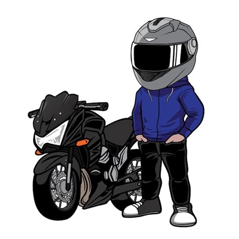 Premium Vector Biker Standing Next To Motorcycle Cartoon