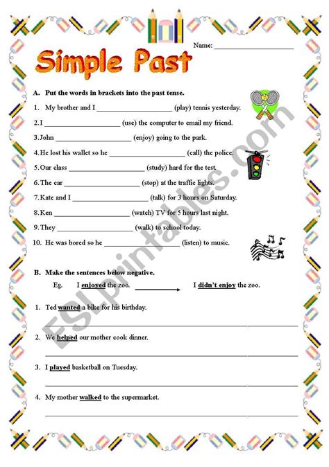 Simple Past Tense English Esl Worksheets For Distance Learning And My