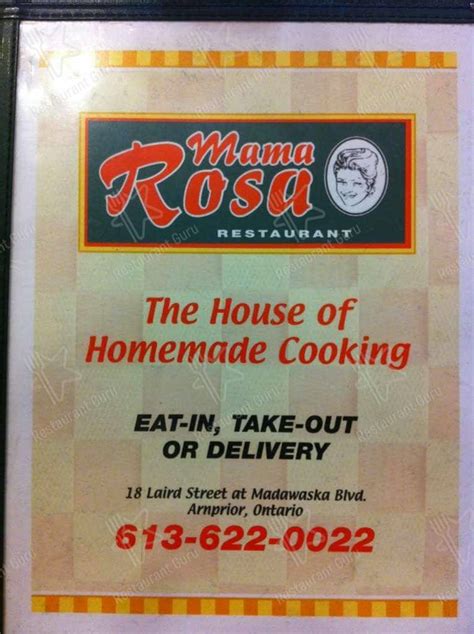 Menu At Mama Rosa Restaurant Arnprior 18 Laird St
