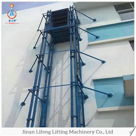 Warehouse Goods Ladder Lift Vertical Chain Block Freight Elevator Hydraulic Guide Lift