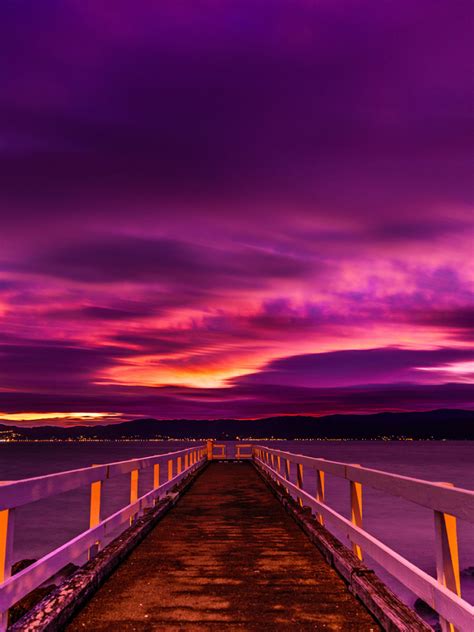 Free Download Purple Sunset Over Pier Computer Wallpapers Desktop