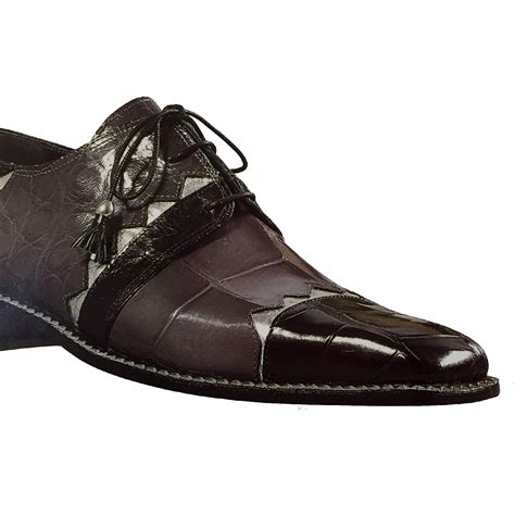 Mauri Black And Grey Silver Alligator Leather Shoes Upscale Menswear