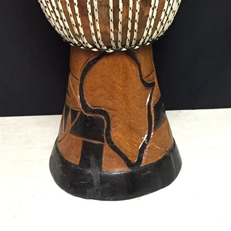 Large 20 Hand Carved African Djembe Drum With 10 Goat Skin Drum Head