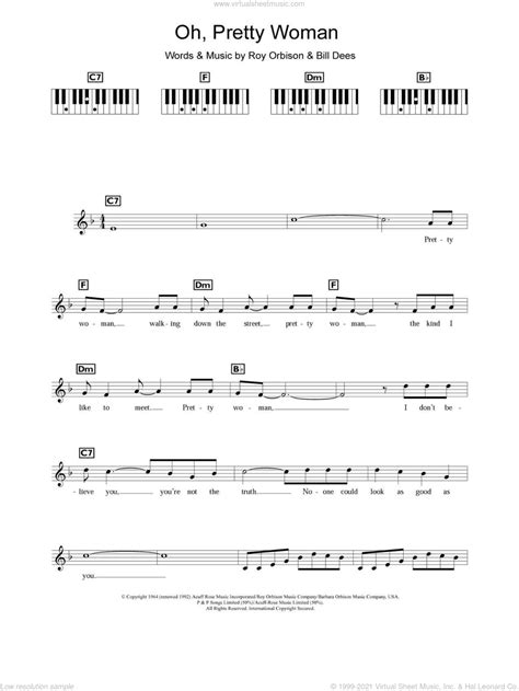 Orbison Oh Pretty Woman Sheet Music Intermediate For Piano Solo