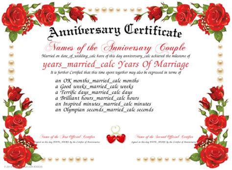 50th Wedding Anniversary Certificate Template