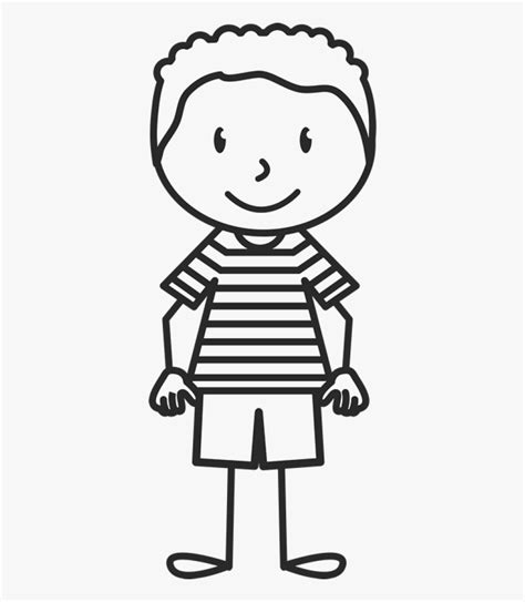 Boy Wearing Striped Shirt Stamp Boy Stick Figure