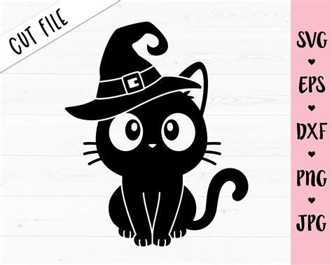 Halloween Black Cat Svg Funny Halloween Cut File Kawaii Cute Etsy