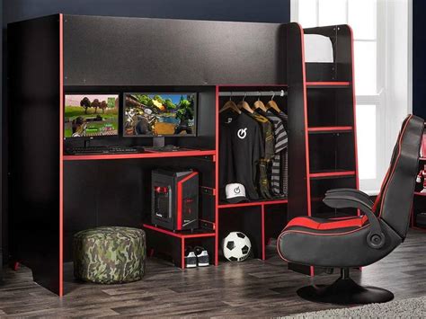 Black Gaming Bed Highsleeper Childrens Furniture