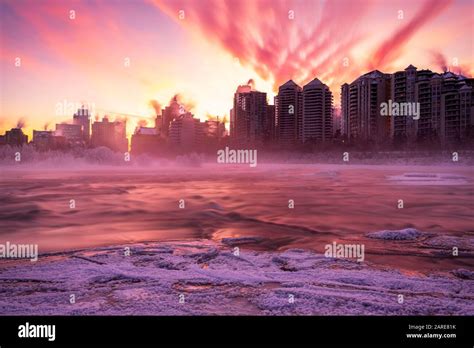 Winter Scene Of The City Of Calgary Alberta Canada Stock Photo Alamy