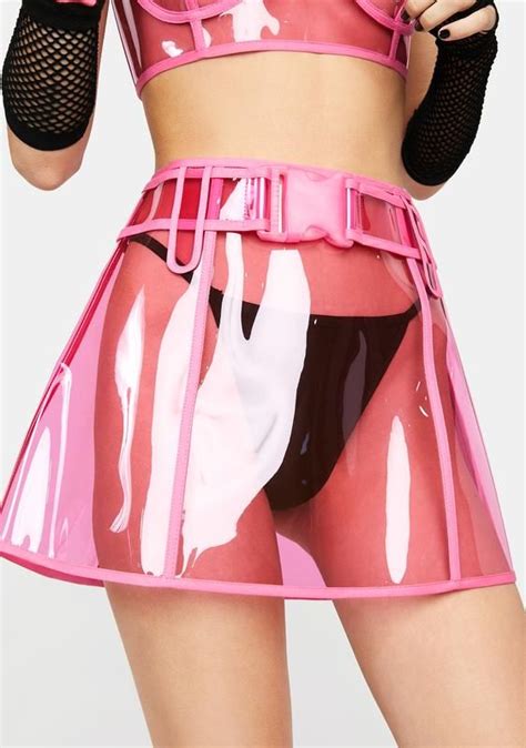 Club Exx Pvc Clear Mini Skirt Light Pink Dolls Kill Fashion Mini