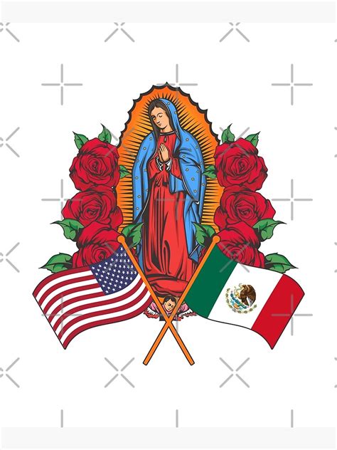 Virgen De Guadalupe Con Bandera De M Xico Y Usa Art Print For Sale By