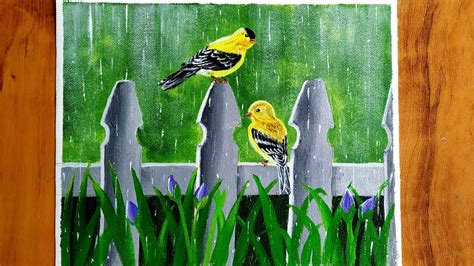Stepbystep Birds In The Rain Paintingacrylic Painting For Beginnersgo
