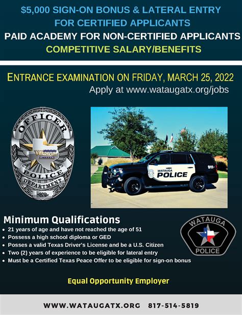 Watauga Tx Police Jobs Entry Level Certified Policeapp