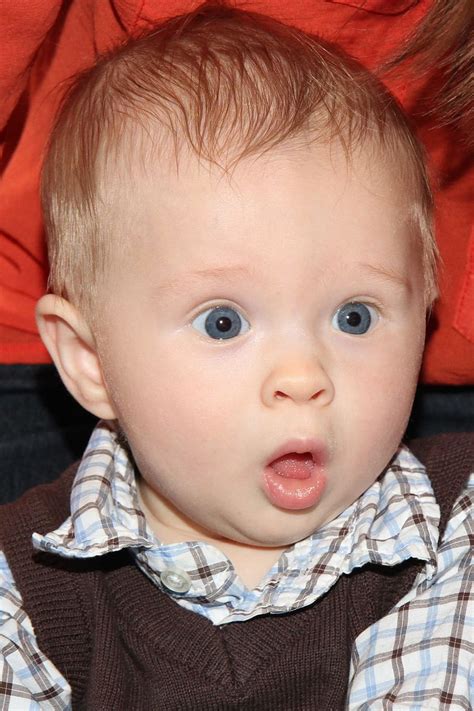 Baby Reacting Shock Baby Boy Surprise Expression Cute Kid Emotion