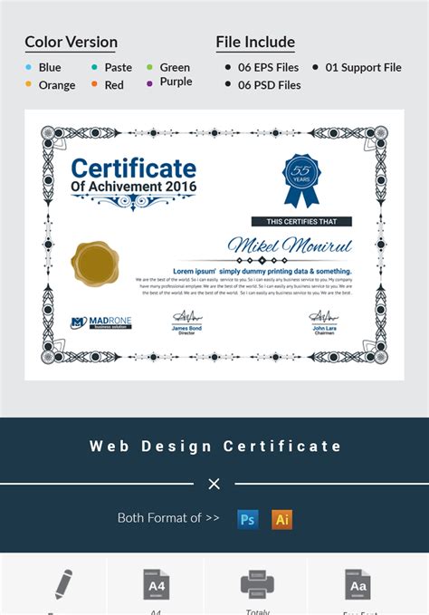 Web Design Certificate Template 66276