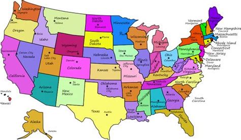 Mapa Dos Estados Unidos Com Capitais Vectores De Domínio Público